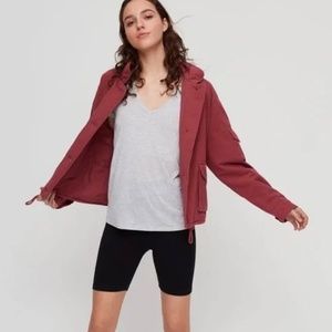Aritzia Wilfred Free Alyona Cotton Puffy Button Plum Jacket Coat Size M